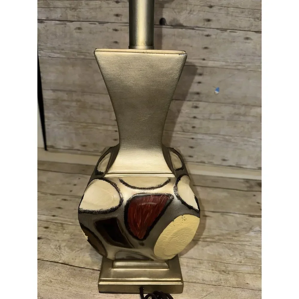 Decorative Lamp Gold With Neutral Color Accents 21” Tall With No Lamp Shade